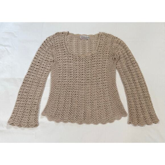 Vintage SK Imports 1970's Hand Crochet Sweater 100% Cotton Size M (088) - Picture 1 of 10